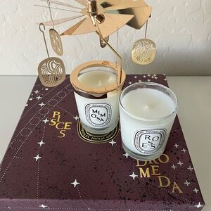 Diptyque Mimosa and Roses Candle Duo with Gold Accents